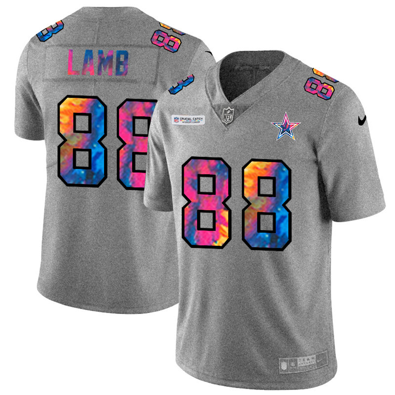 NFL Dallas Cowboys 88 CeeDee Lamb Men Nike MultiColor 2020  Crucial Catch  Jersey Grey